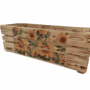 Obal na květináč, obdélník, velký - květiny, slunečnice